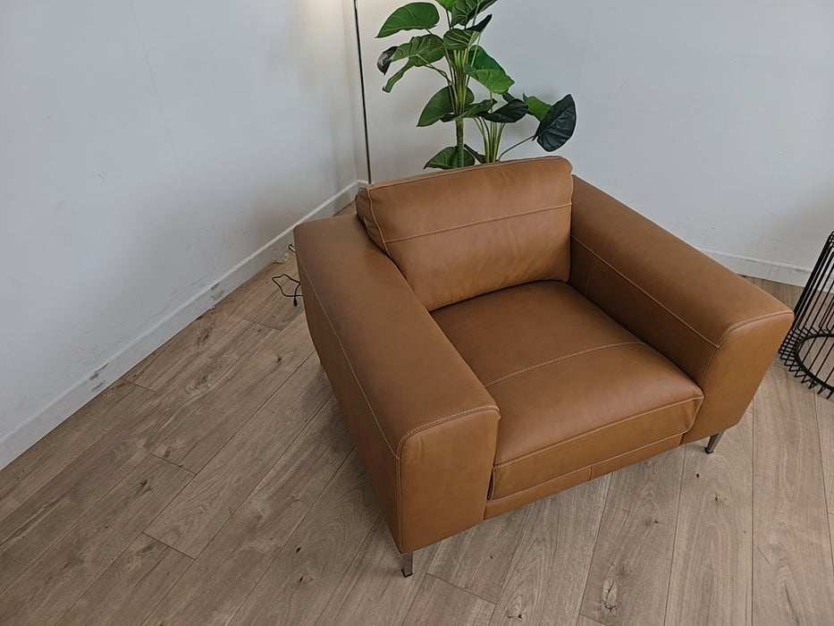 Nuela 1 Seater - Leather Chair - Tan