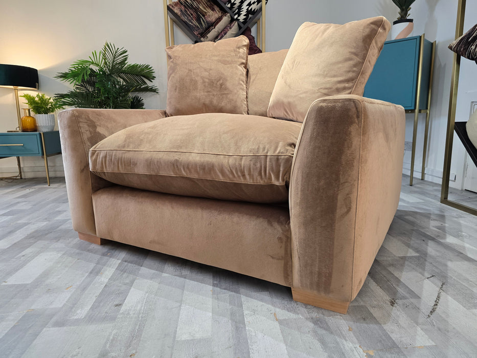 Infinity 1.5 Seat - Fabric Loveseat -  Maison Velvet Camel/Ecru Mix