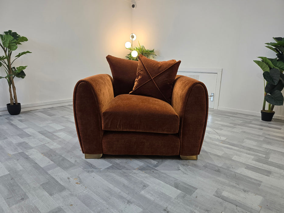 Hourglass Chair -  Vintage Velvet Rust/Stone Mix