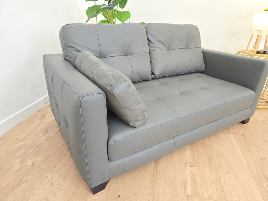 Mox 2 Seater Sofa - Leather - Grey