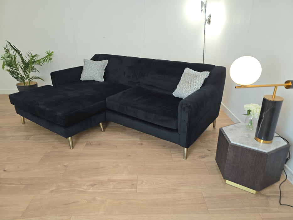 Ivanna 4 Seater Chaise - Fabric - Festival Spotted Black Mix