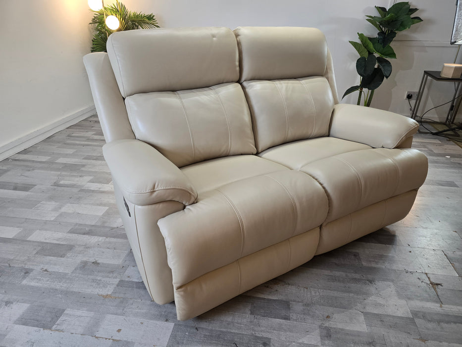 Gracie 2 Seater - Trusty Sheen Leather Bone China - Power Recliner