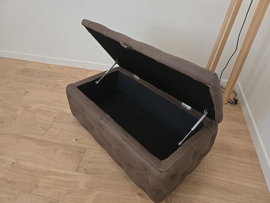 Venezia Storage Footstool - Leather - Chocolate