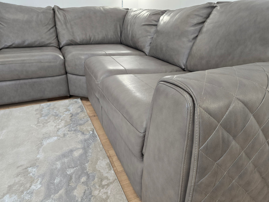 Mazzini 3 Corner 2 - Leather Sofa - Dakota Grey