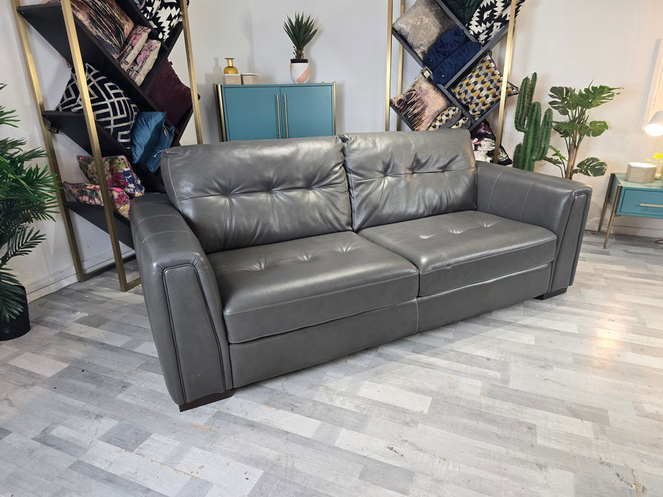 Maximo 3 Seater - Leather Sofa - Dakota Pewter