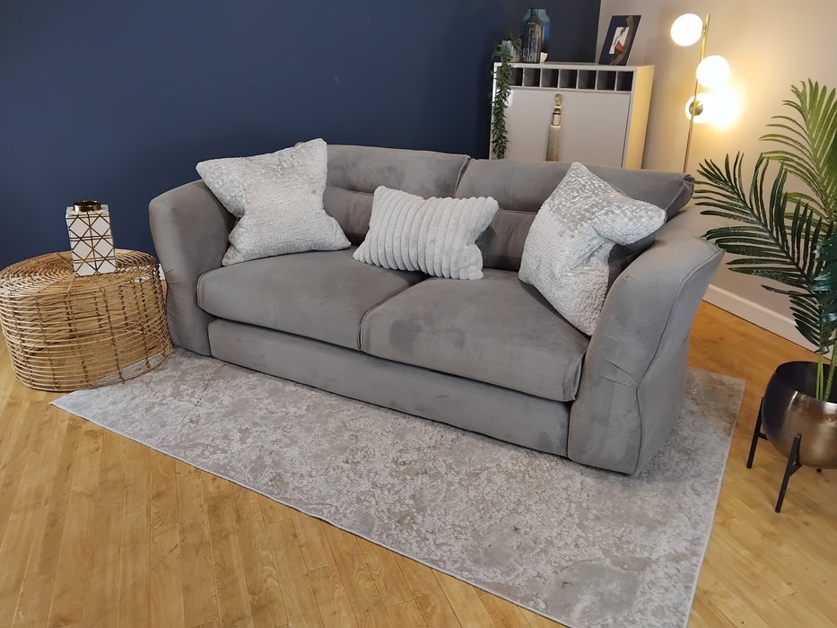 Sofology Reign Fabric 3 Seater in Luxe Sherpa Grey/Silver Mix