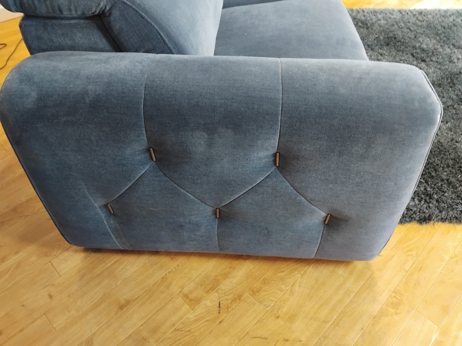 Sofology Kingsbridge Fabric 2.5 Seater Power Recliner/Headrest in Relaxed Chenille Denim