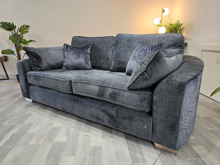Odette 3 Seater Fabric Sofa Adele Midnight/Orca Midnight Mix — The