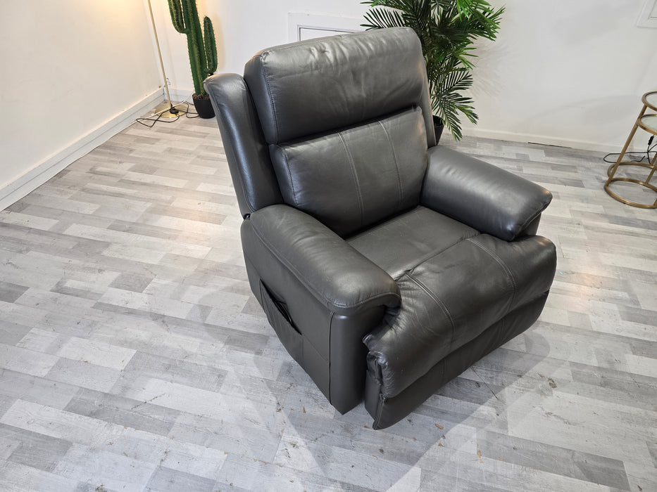 Gracy 1 Seater - Rise and Recline Leather power Reclining Chair  - Charcoal