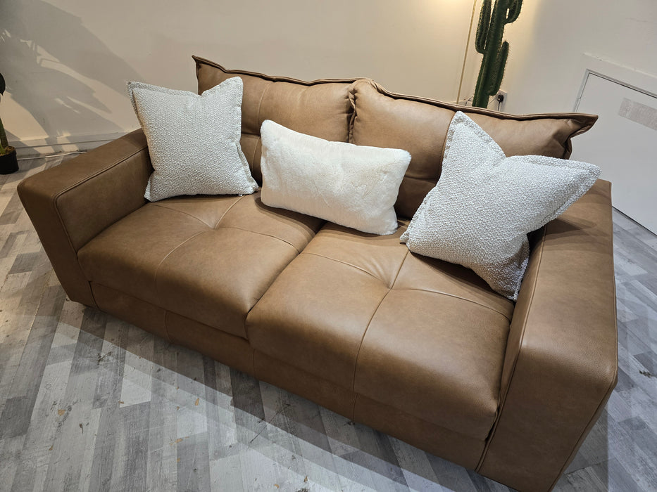 Artisan 3 Seater -Relaxed Natural Grain Leather Tan/Natural Mix