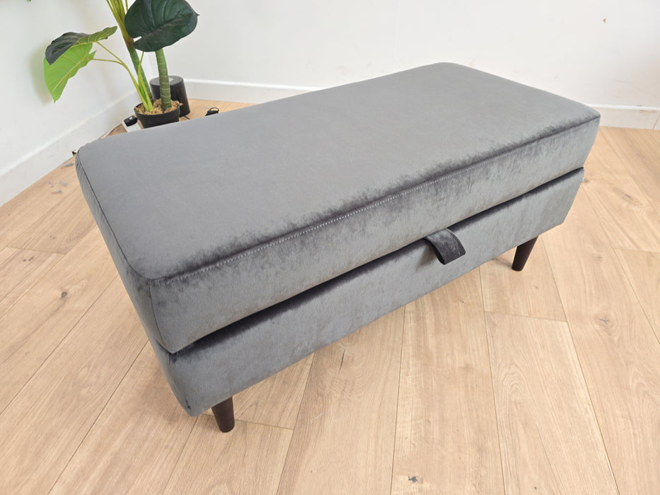 Pimlico Footstool - Fabric - Velvet Charcoal