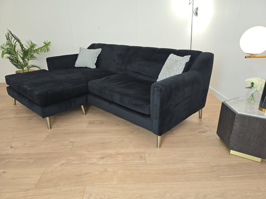 Ivanna 4 Seater Chaise - Fabric - Festival Spotted Black Mix