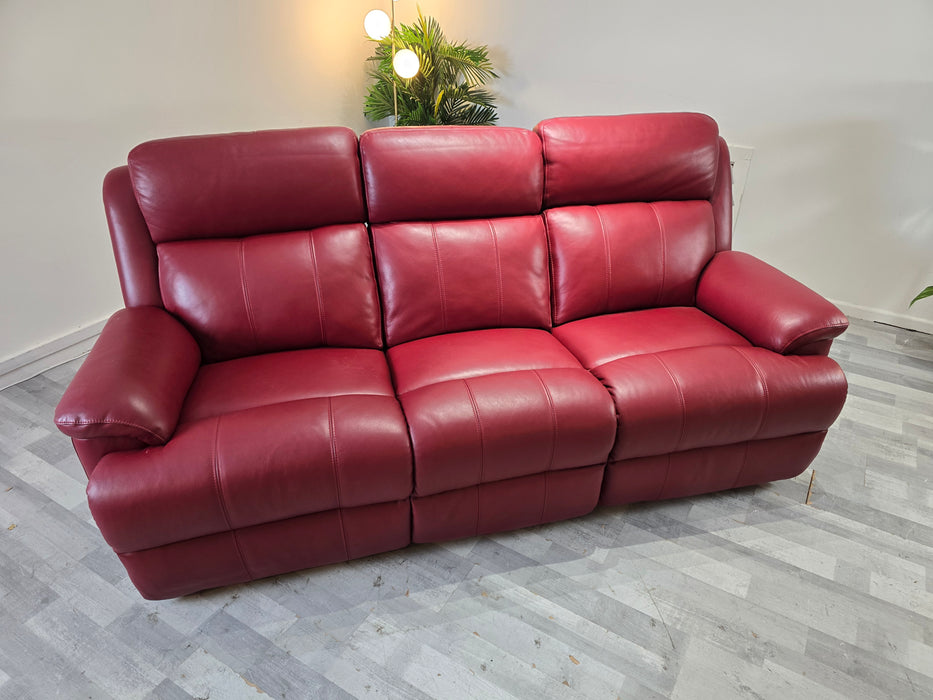 Gracie 3 Seater - Trusty Sheen Leather Cranberry - Power Recliner