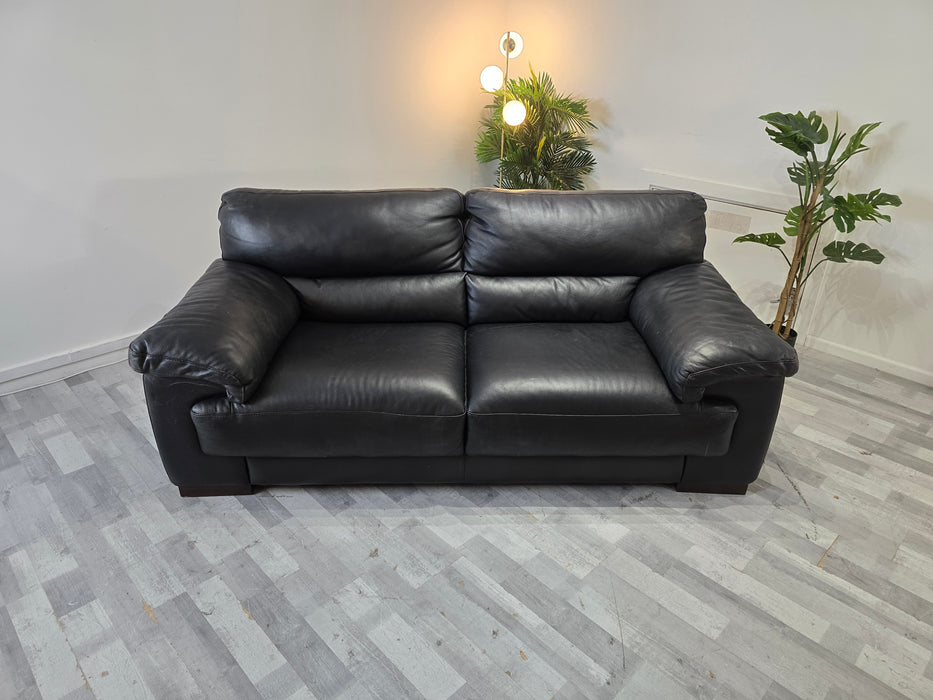 Santino 2 Seater - Leather Sofa - Caruso Black