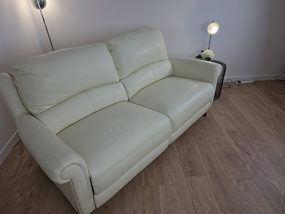 Heritage 2 Seater - Leather Power Reclining Sofa - White