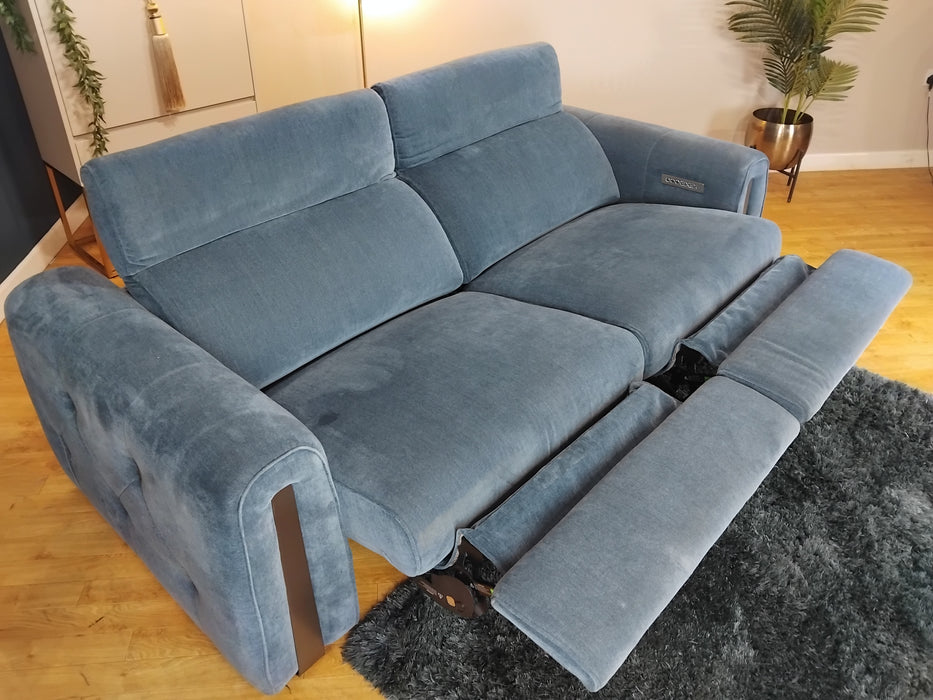 Sofology Kingsbridge Fabric 2.5 Seater Power Recliner/Headrest in Relaxed Chenille Denim