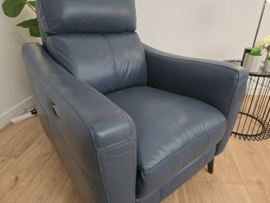 Maxi - Leather Power Reclining Chair - Denim Blue