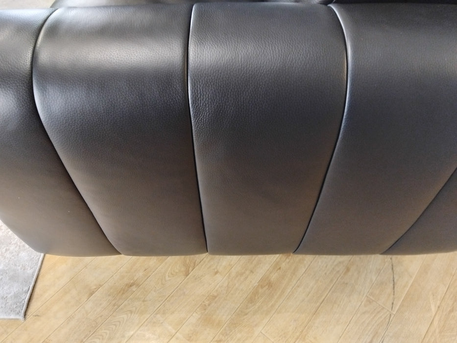 Sofology The Paramount Leather 2 Seater Console Power Recliner/Headrest Heated Seat Speakers in Trusty Embossed Jet Black