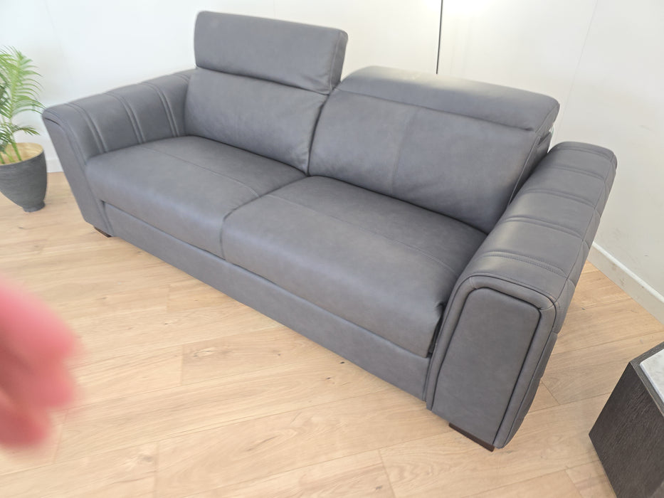 Mason 3 Seater - Leather Sofa - Charcoal