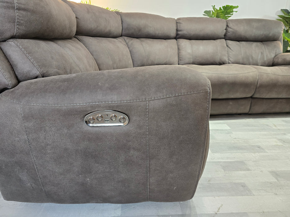 Radleigh 1 Corner 2 - Power Recliner - Leather Sofa - Aspen Grey