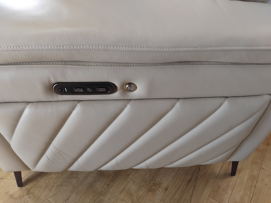 Sofology The Fratelli Leather 2.5 Seater Power Recliner/Headrest in Trusty Embossed Bone China