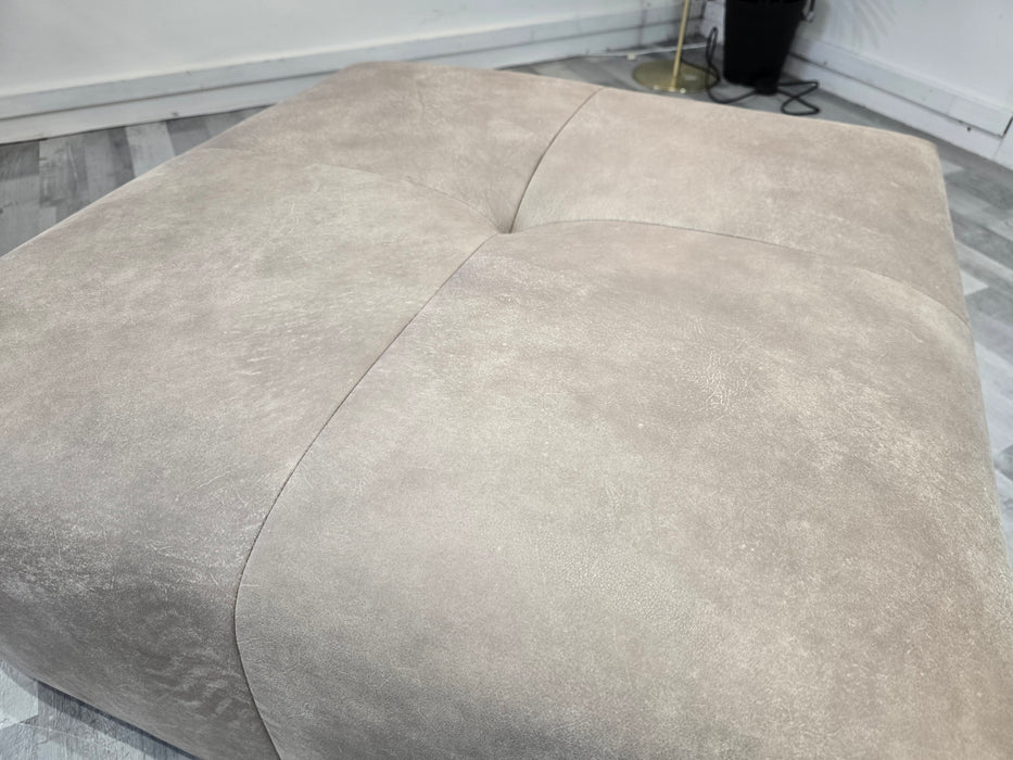 Strato Designer Footstool - Character Leather Taupe All Over