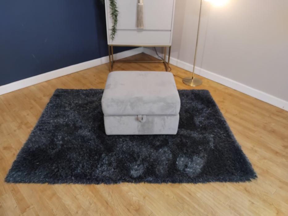 Sofology Luella Fabric Small Storage Footstool in Soft Sherpa Silver