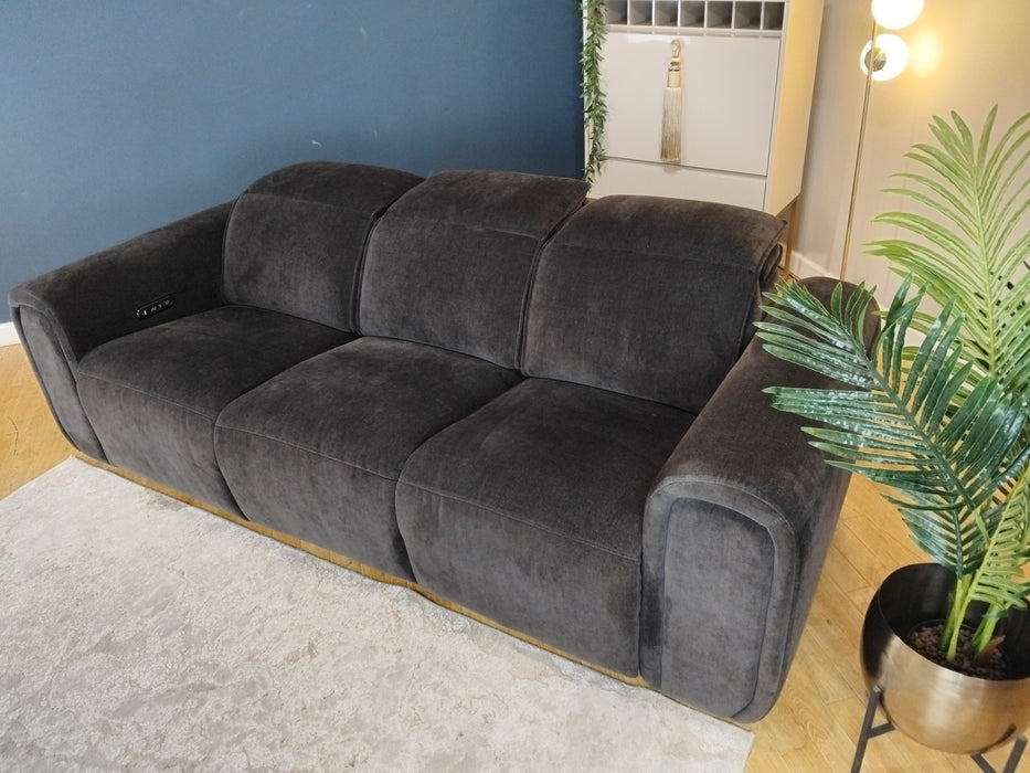 Sofology Premiere Fabric 3 Seater Power Recliner/Headrest in Relaxed Chenille Raisin