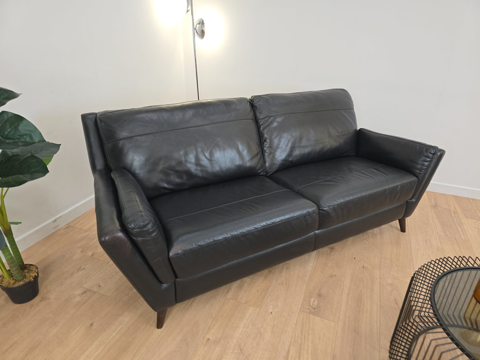 Fellini 3 Seater - Leather Sofa - Alaska Black