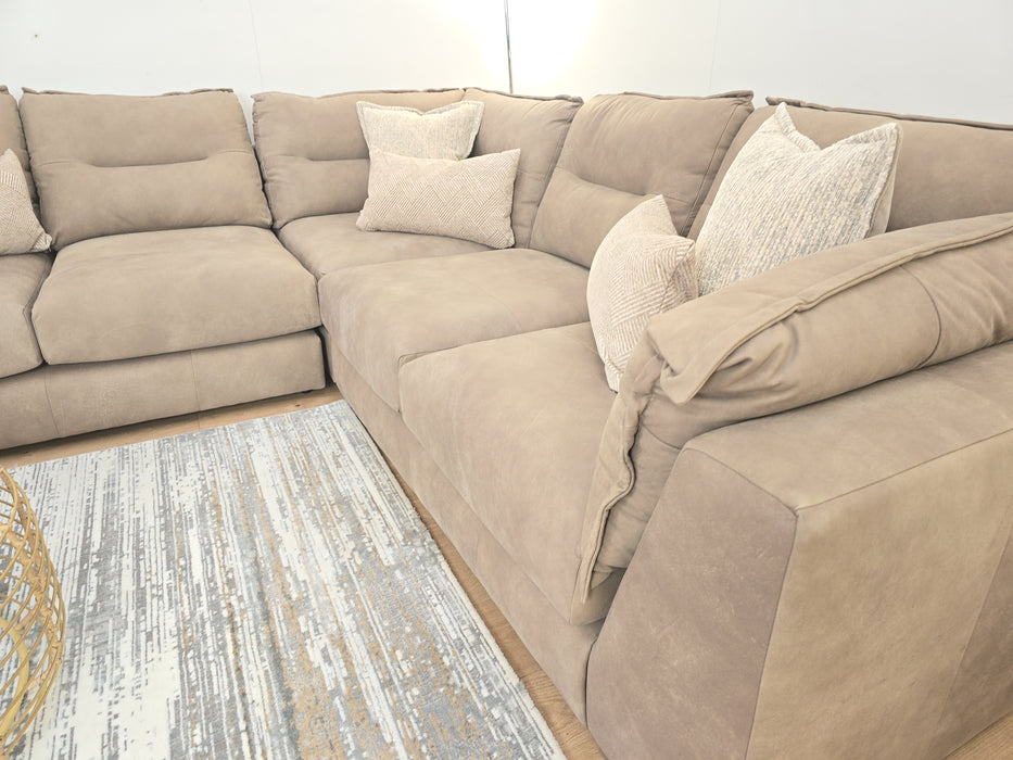 Strato Corner Sofa - Leather - Taupe/Natural Mix