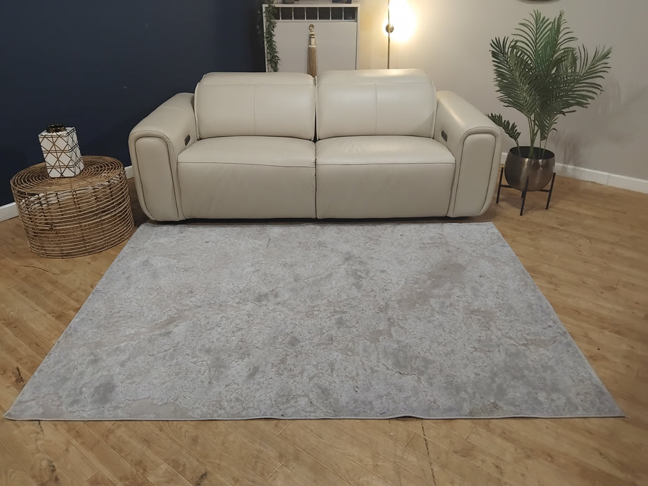 Sofology Premiere Leather 2.5 Seater Power Recliner/Headrest in Trusty Embossed Bone China