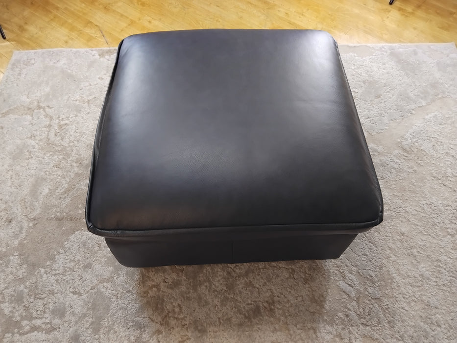 Sofology Carrera Leather Designer Footstool in Trusty Embossed Navy