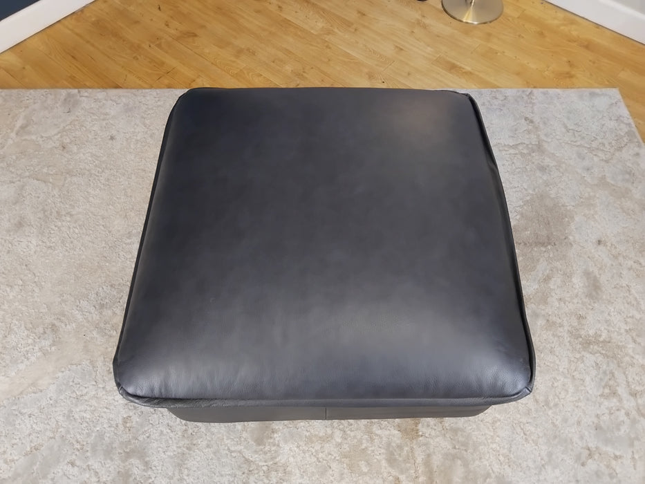 Sofology Carrera Leather Designer Footstool in Trusty Embossed Navy