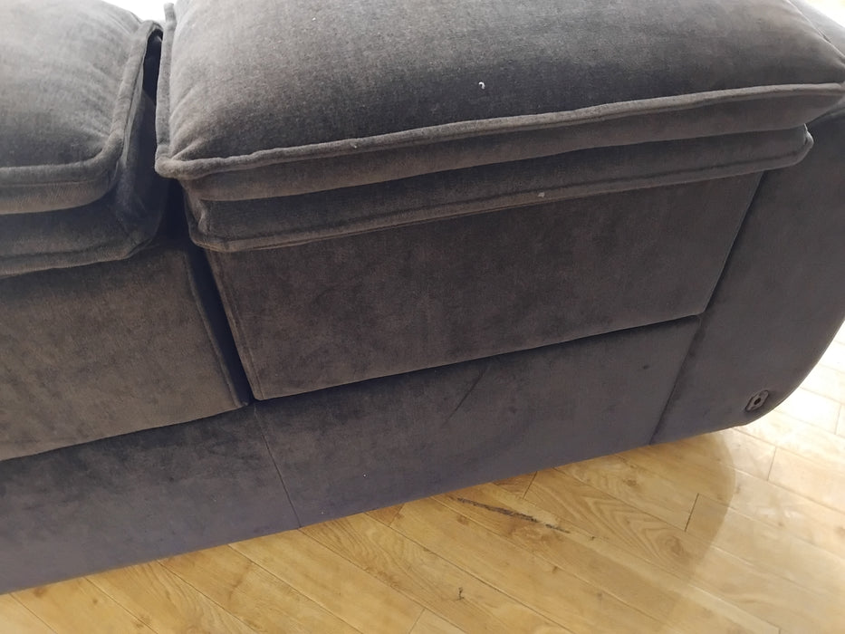 Sofology Premiere Fabric 3 Seater Power Recliner/Headrest in Relaxed Chenille Raisin