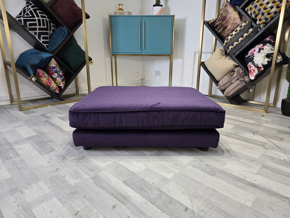 Cricket Combi Footstool - Fabric -   Purple Velvet All Over