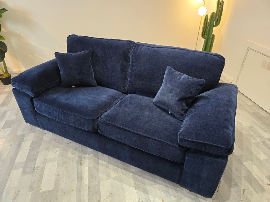 Brixton 3 Seater - Fabric Sofa -  Soft Chenille Navy All Over