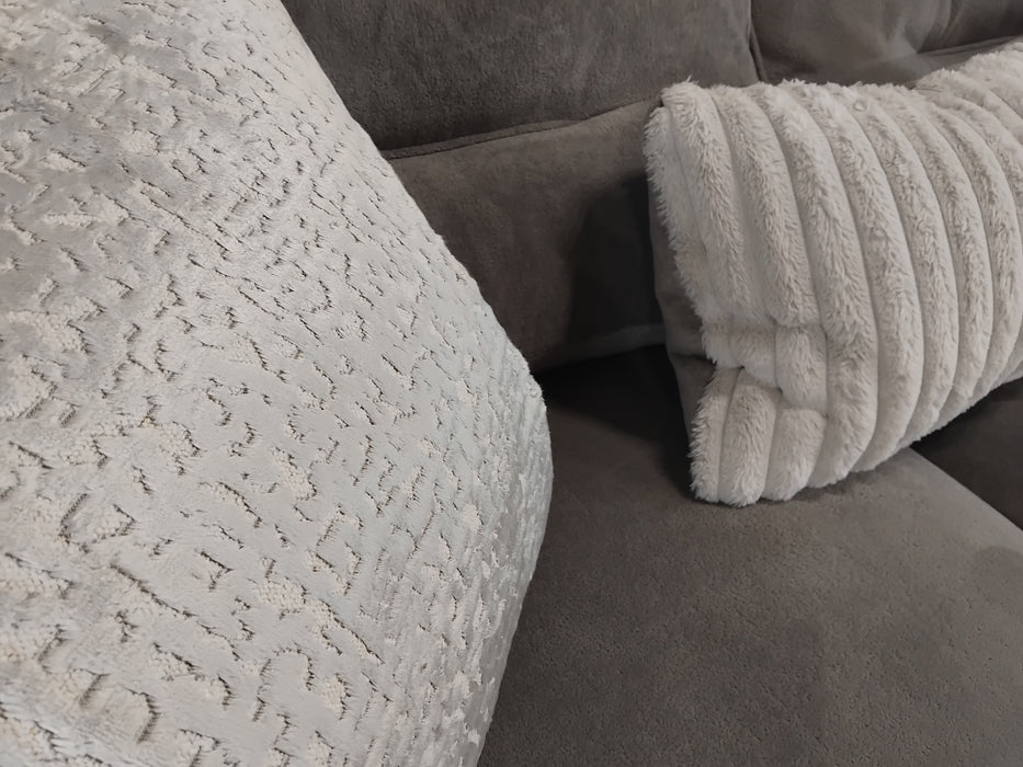 Sofology Reign Fabric 3 Seater in Luxe Sherpa Grey/Silver Mix