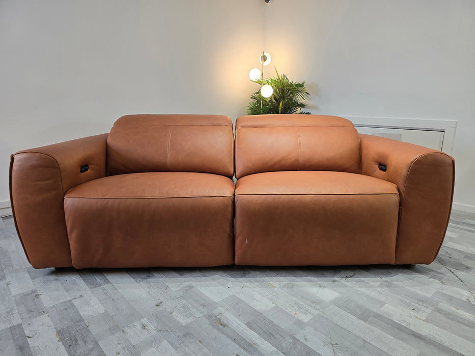 Bohemia 3 Seater - Leather Pow Rec Sofa - Tan