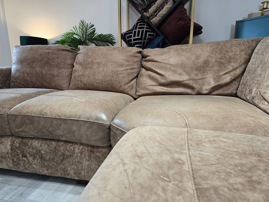 Mazzini 2 Corner 1 - Leather Sofa - Utah Espresso