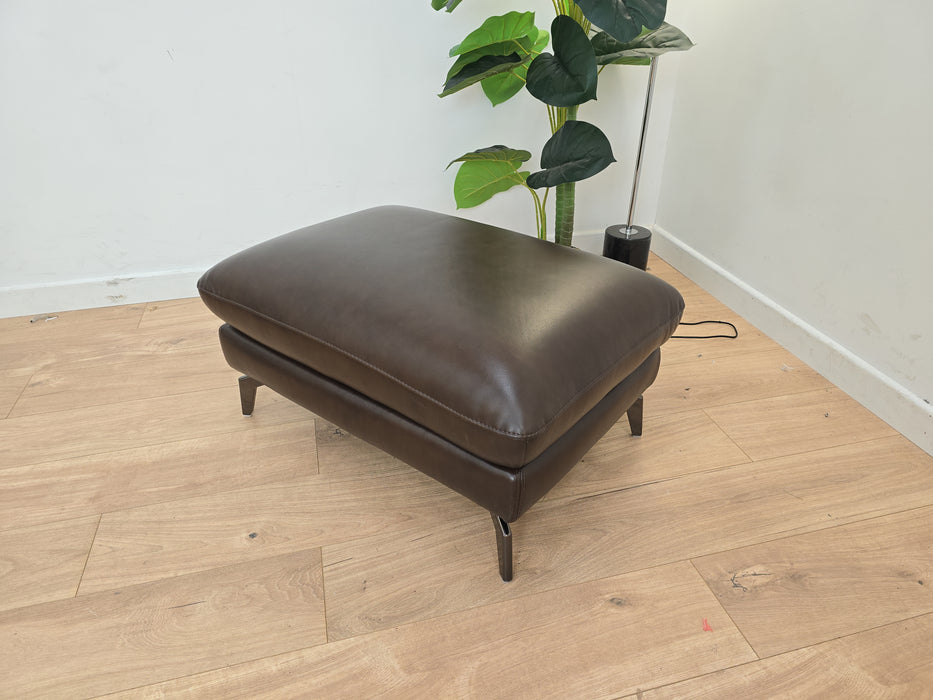 Mimi Leather Designer Footstool - Dark Brown