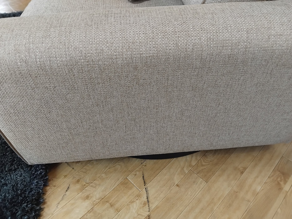 Sofology Sterling Fabric Swivel Chair in Chunky Woven Stone/Olive