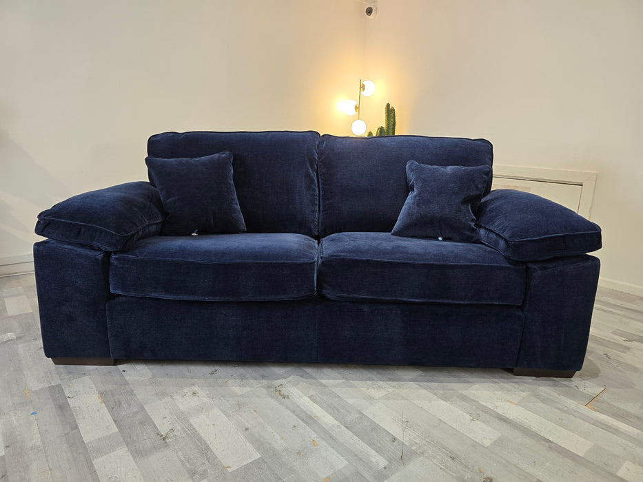 Brixton 3 Seater - Fabric Sofa -  Soft Chenille Navy All Over