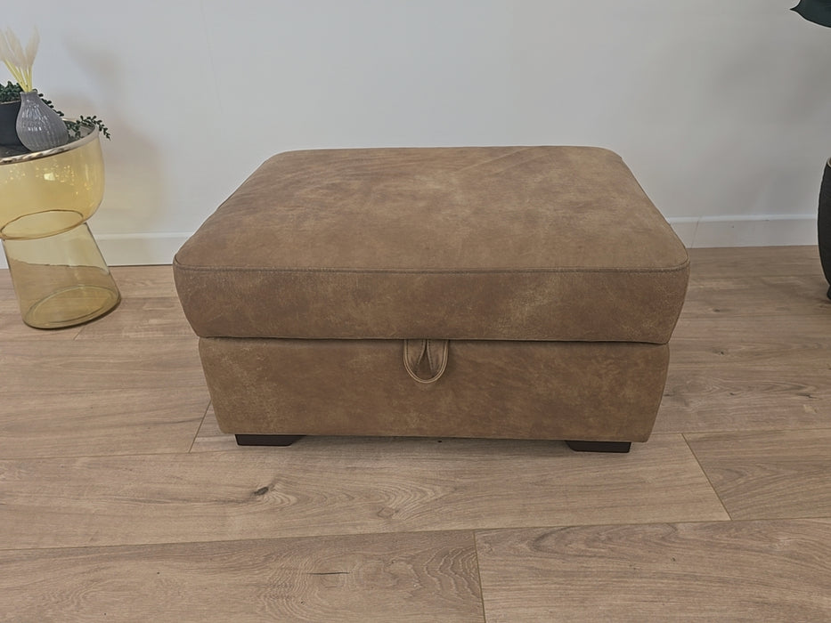 Downtown - Leather Storage Footstool  - Tan