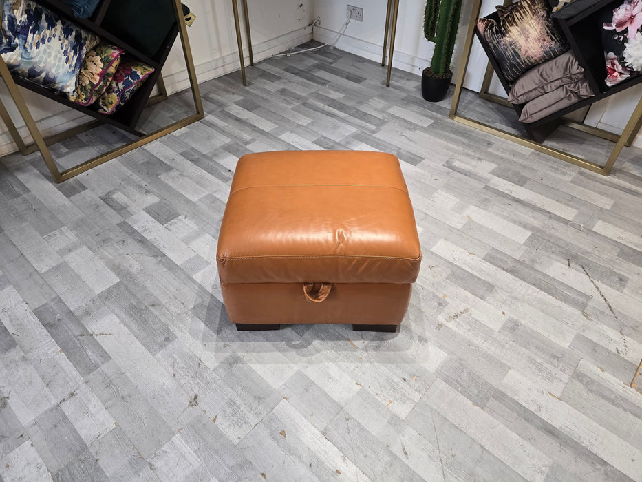 Fellini Leather Storage Footstool - Alaska Brittany