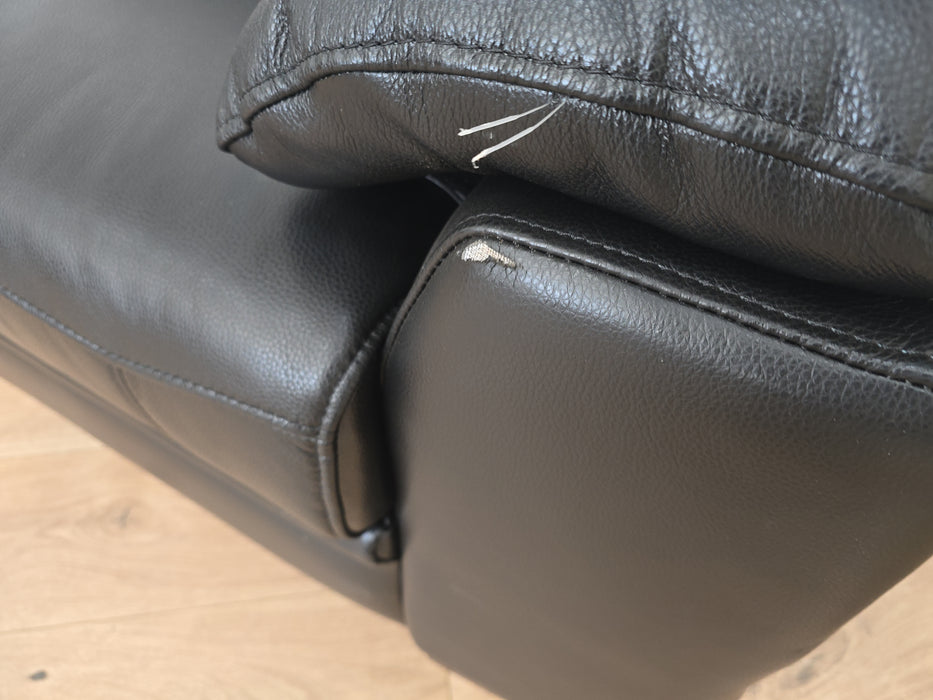 Theon 2 Seater Sofa - Leather - Jet Black