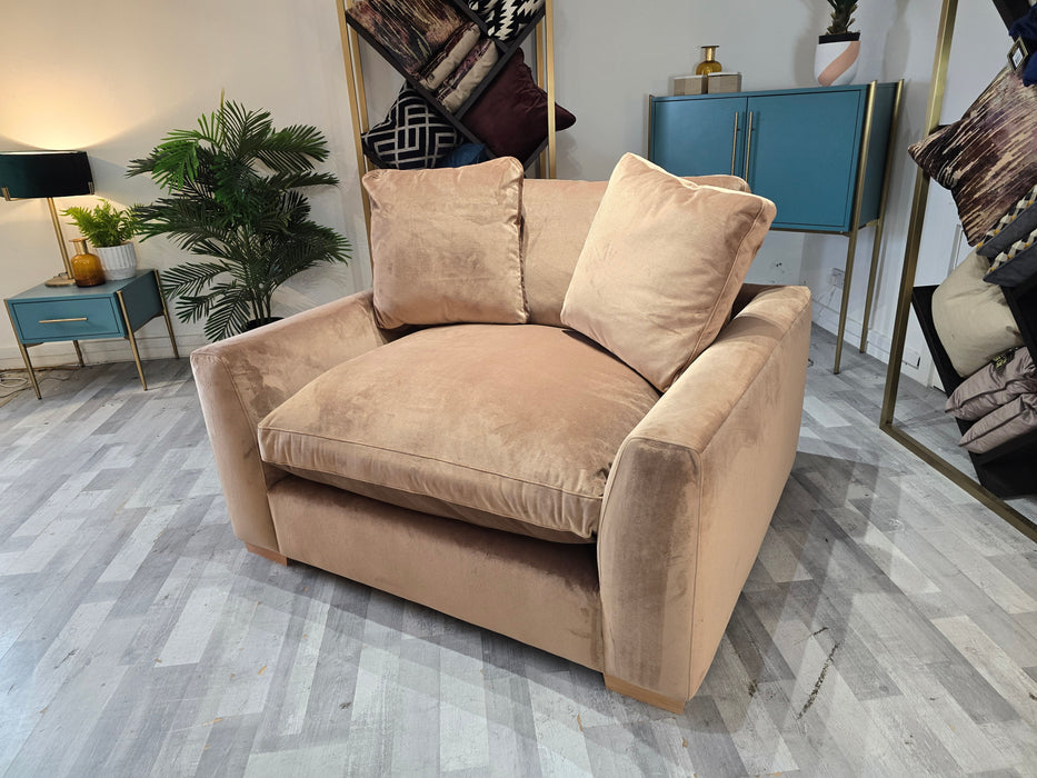 Infinity 1.5 Seat - Fabric Loveseat -  Maison Velvet Camel/Ecru Mix