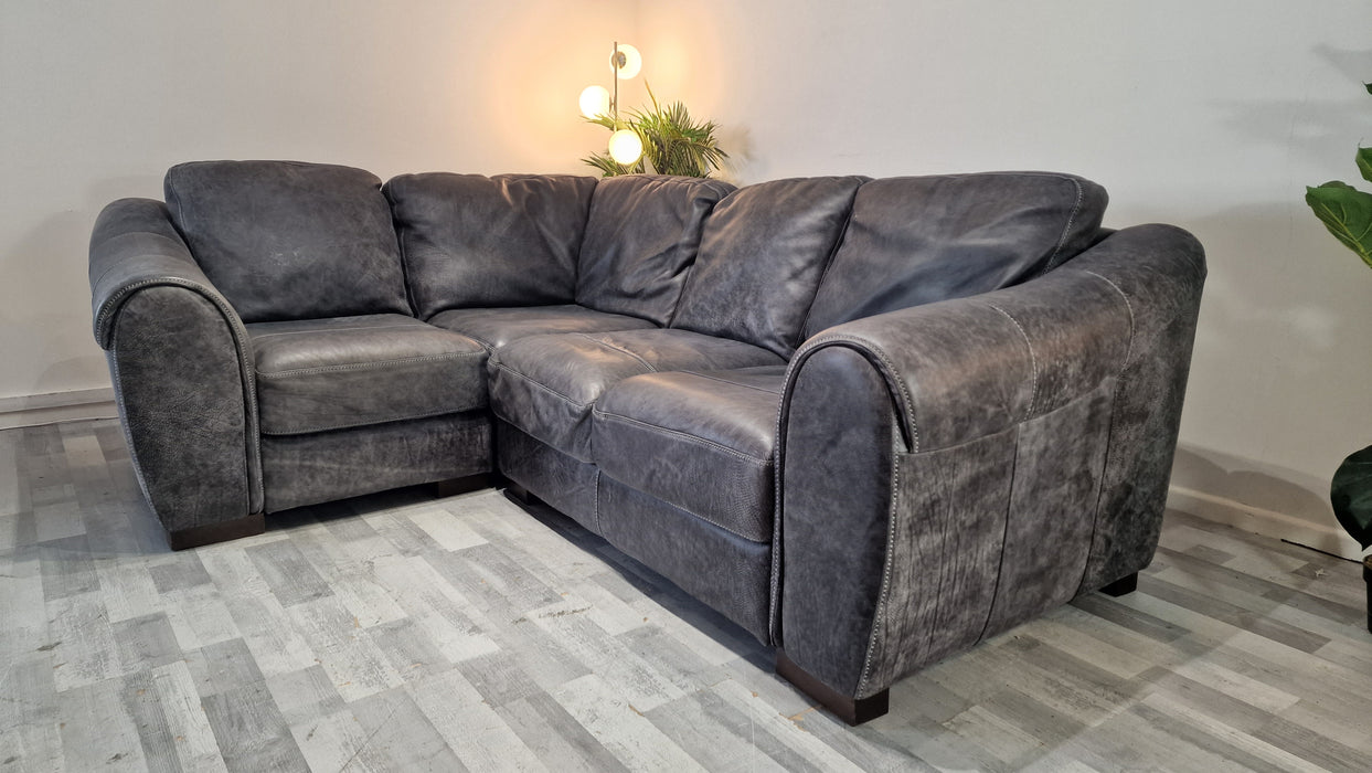 Galleria 2 Corner 1 - Leather Sofa - Utah Grey