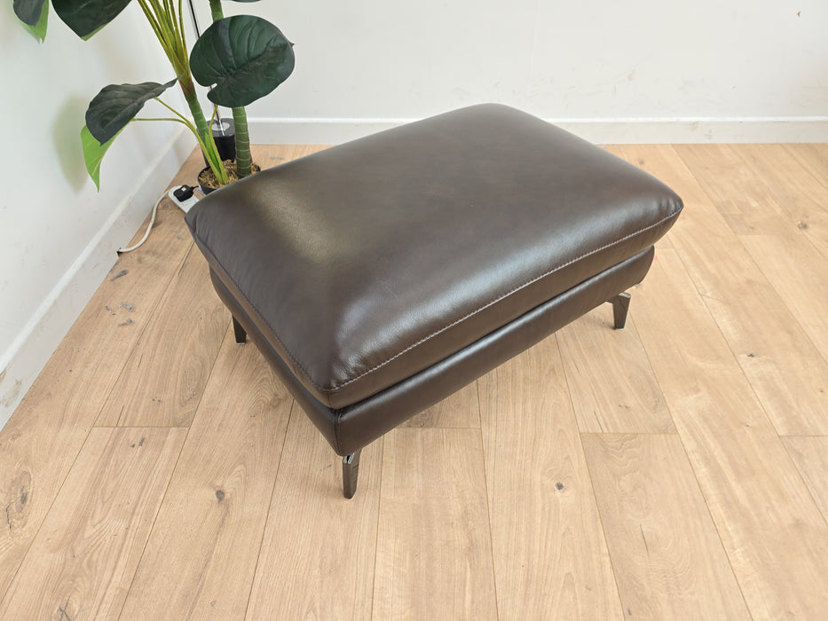 Mimi Leather Designer Footstool - Dark Brown