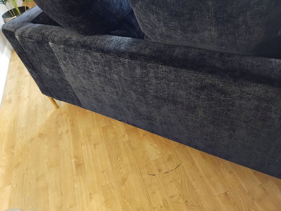 Sofology Rococo Fabric 3 Seater in Chunky Chenille Black Mix (WA2)