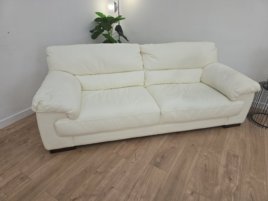 Santino 3 Seater  Sofa - Leather - Hampshire Aspen White